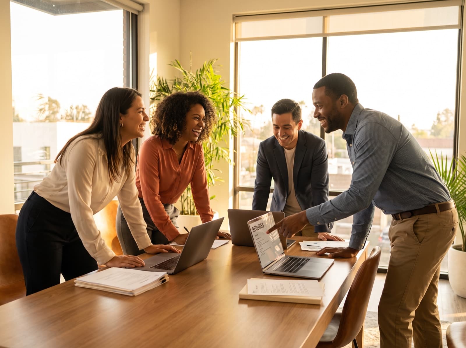 Multifamily team discussing hiring strategies at a property.