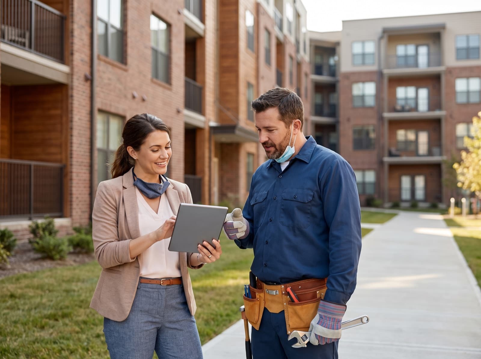 Multifamily community staff, including leasing and maintenance, working together at an apartment community.
